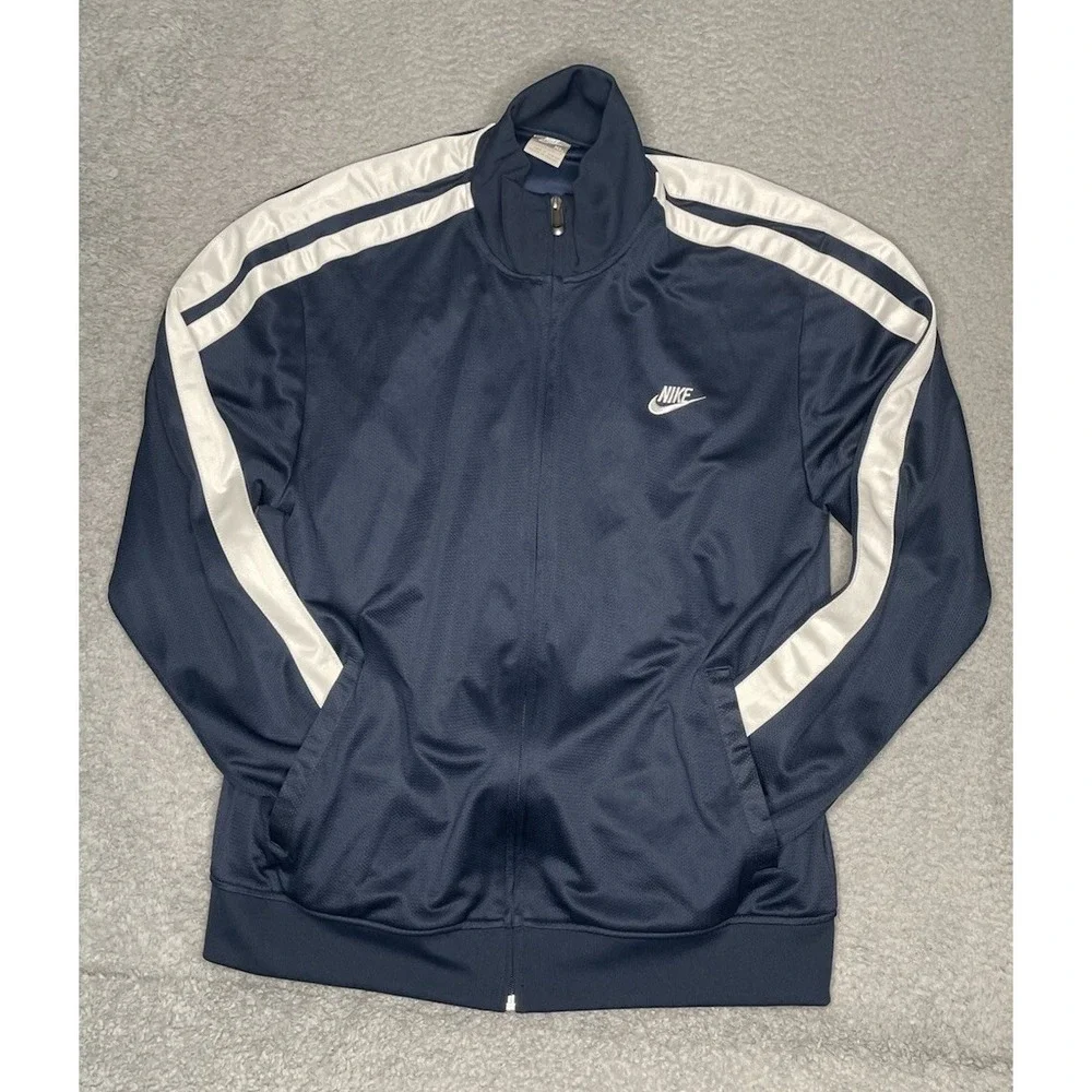 Vintage Y2K‎ Nike Jacket Mens XL Navy Blue Mesh Full Zip Warm Up Track